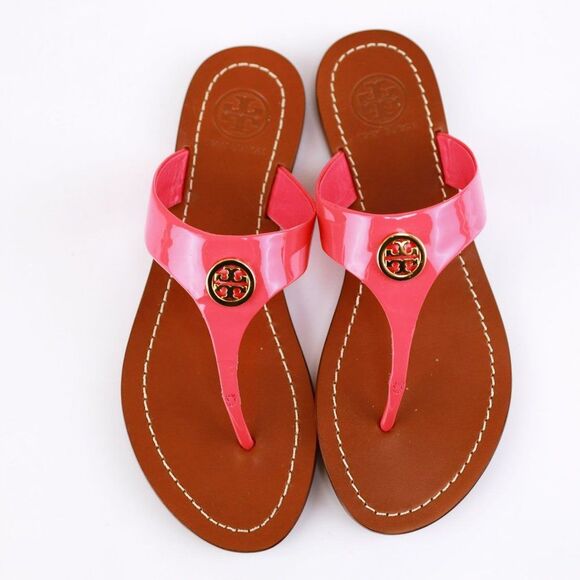 NIB Tory Burch CAMERON Patent Leather Thong Pink 5 - Picture 4 of 11